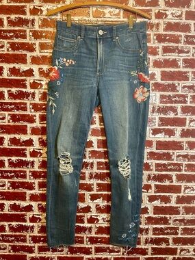 Express Floral Embroidered High Rise Skinny Ankle Legging.  Boho Festival. 6R